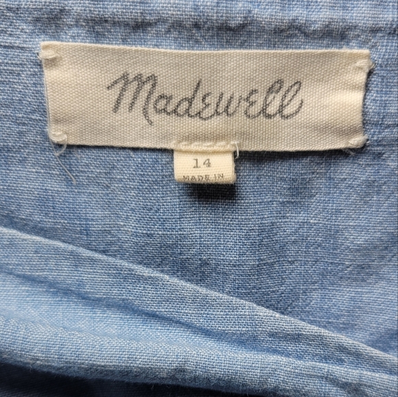 Madewell Chambray Tie-Front Top Light Blue Summer Tank Top Size 14 - Picture 6 of 6